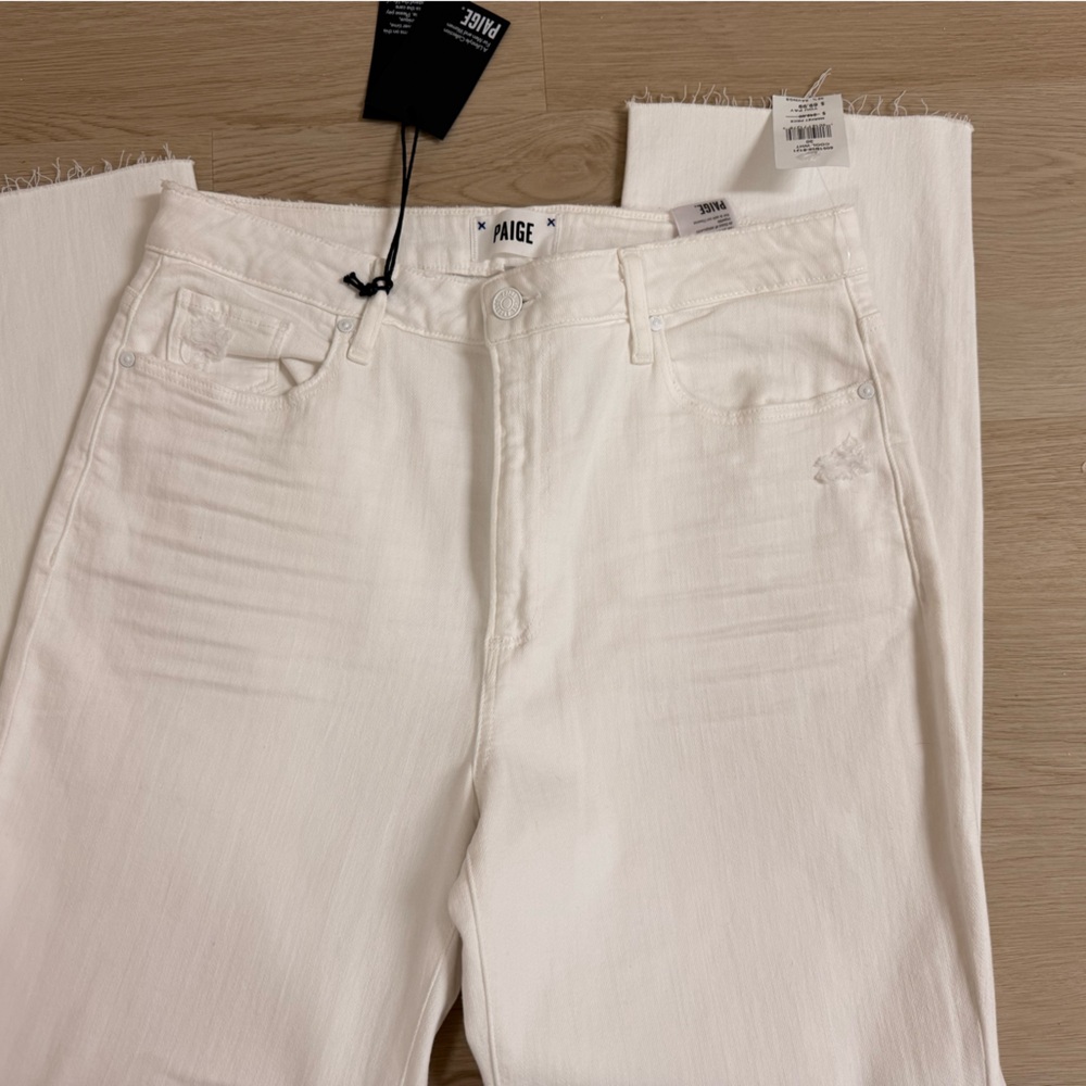 PAIGE HIGH RISE NOELLA RAW HEM COOL WHITE DESTRUCTED